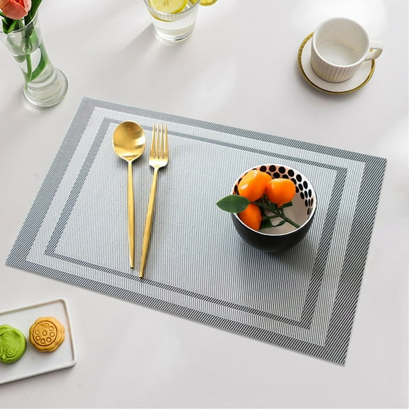 Clearance Item!npkgvia Table Placemats,Kitchen Decor,Kitchen Placemats Heat Place Mats Washable PVC Table Mats Woven Vinyl Plastic Placemats for Dining Table Non Slip Stain,Home Essentials,Gray