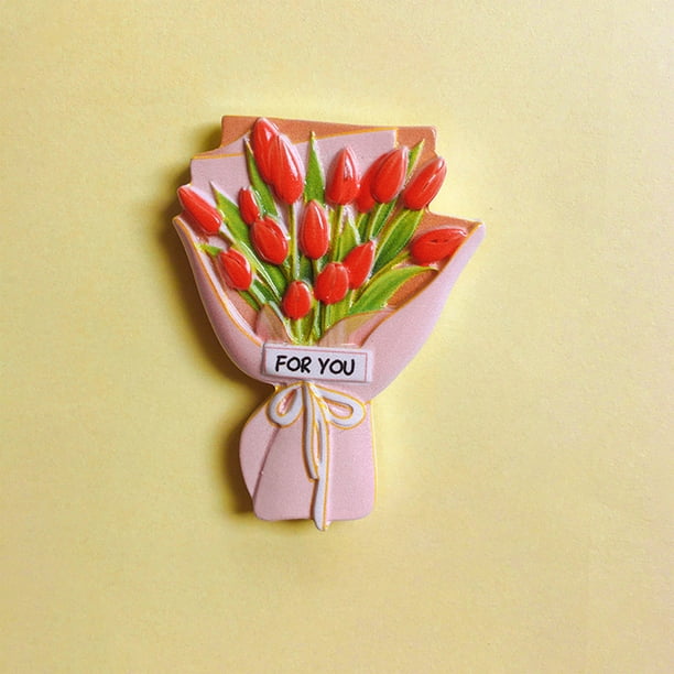 Flower Bouquet Resin Fridge Stickers Three Dimensional Magnetic Stickers Fridge Decoration