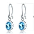 thumbnail image 2 of Gem Stone King 1.60 Ct Oval Swiss Blue Topaz 925 Sterling Silver French Wire Dangling Earrings, 2 of 4