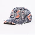 thumbnail image 2 of CIENVNSTG Mens Womens Curved Brim Distressed Ripped Denim Cap Colorful Frayed Edge Vintage Adjustable Streetwear Baseball Hat Orange, 2 of 3