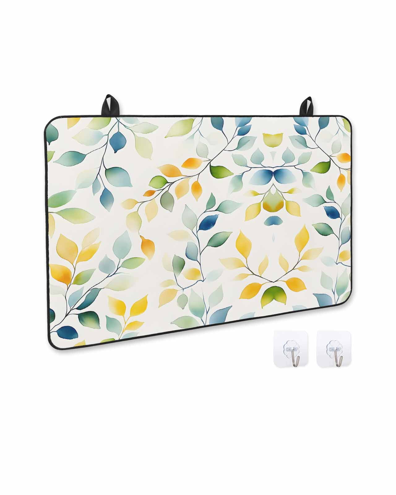 nqOlkjepod Large Induction Cooktop Protector Mat 24"x21", Spring Leaves Stove Top Covers for Electric Stove, Colorful Botanical Eucalyptus Vines Plants Stove Burner Cover Mats, Glass Top Stove Cover