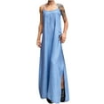 thumbnail image 2 of Teacher Appreciation Gifts AXXD burgundy dress for women,Suspenders Sexy Loose Denim Tube Top Dress Split Long Skirt long sleeve bodycon dress vacation dresses for women, 2 of 6