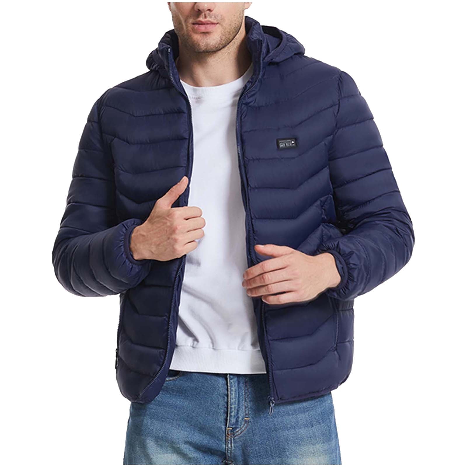 QATAINLAV Mens Womens Heated Jackets for Winter Outdoor Hunting 19 Zones Electric Heating Hooded Coat with Pocket Blue XXXL,