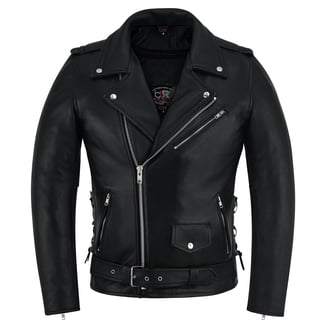 ジャケット・アウター theredthread Fake Leather Jacket Touch&Torn Men's Motorcycle Leather Jacket Genuine Cow Hide Biker