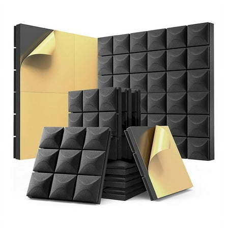 12 Pack Sound Proof Foam Panels with Self-Adhesive, 12 x 12 x 2 Inches Acoustic Panels y11580