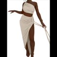 thumbnail image 3 of Conjuntos de Vestidos de Noche Asimétricos con Abertura Alta para Playa y Verano para Mujer M, 3 of 7