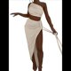 thumbnail image 3 of Conjuntos de Vestidos de Noche Asimétricos con Abertura Alta para Playa y Verano para Mujer S, 3 of 7