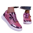 thumbnail image 3 of Women's Sequin Round Toe Platform Fashion Sneakers Casual Lace Up Glitter Bling Comfortable Walking Tennis Shoes Bedazzled Bride Wedding Party Trendy Shoes, 3 of 8