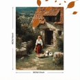 thumbnail image 3 of Cottage Girl with Chickens Canvas Wall Art, Rustic Farmhouse Pastoral Landscape Home Wall Decor, 3 of 8
