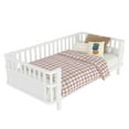 thumbnail image 4 of Miniyam Kids Twin Fence Bed with Safety Rails, Low Profile Platform Bed for Children, Sturdy Slatted Support, White, 4 of 7