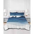 thumbnail image 3 of Quilts Twin Size, Navy Blue Ombre Soft Comforter Bedding Set for Bed, Abstract Modern Stripe Waves Moires Lightweight Quilted Bedspread with Pillow Cover(2 Pieces) for All Season, 68x86 Inch, 3 of 6