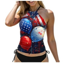 Ramiter Tankini Tops for Women Swimwear Top Only Tummy Control Bathing Suit Top No Bottom Modest Swim Top Blue,S