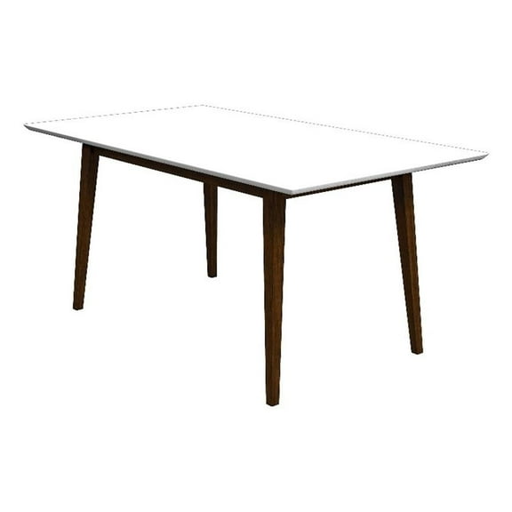 Pemberly Row Mid-Century Rectangular 63" Solid Wood Dining Table in White