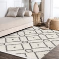 thumbnail image 3 of JONATHAN Y MERCER SHAG 8 x 10 Area Rug, Mercer Plush Tassel Moroccan Diamond - Cream/Gray, MCR105B-8, 3 of 3