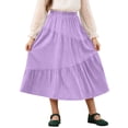 thumbnail image 2 of LJEFF Girls Elastic Waist Tiered Midi Skirt, Pleated Summer A-Line Breathable Flowy Maxi Skirts for Kids Purple Size 10, 2 of 7