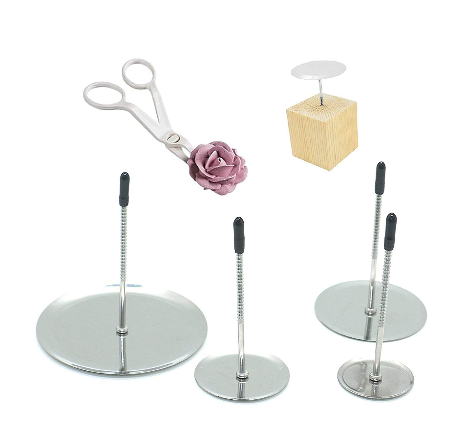 Cake flower nail & Flower Lifters & Wood Holder 6 Pcs/set, Stainless Steel  Cake Cupcake Decor Tools Baking Tools for Icing Flowers Decoration -  