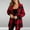 Red, variant on Plaid Fleece Lapel Collared Coat for Women, Fashionable Loose Coat, Casual Outerwear for Fall and Winter