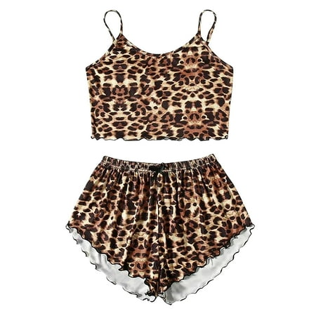 

Wear Sets Print Tops+Pants Camisole Wear Women Home Lounge Set Sleep Fashion Women Suits & Teen Girl Pajamas