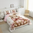 thumbnail image 3 of Feelyou Kawaii Rabbit Bedding Comforter Set, Princess Bowknot Twin Comforter Sets, Cartoon Bunnies Animal Bedding Set, Breathable Room Decorative, 2-Piece, 3 of 8