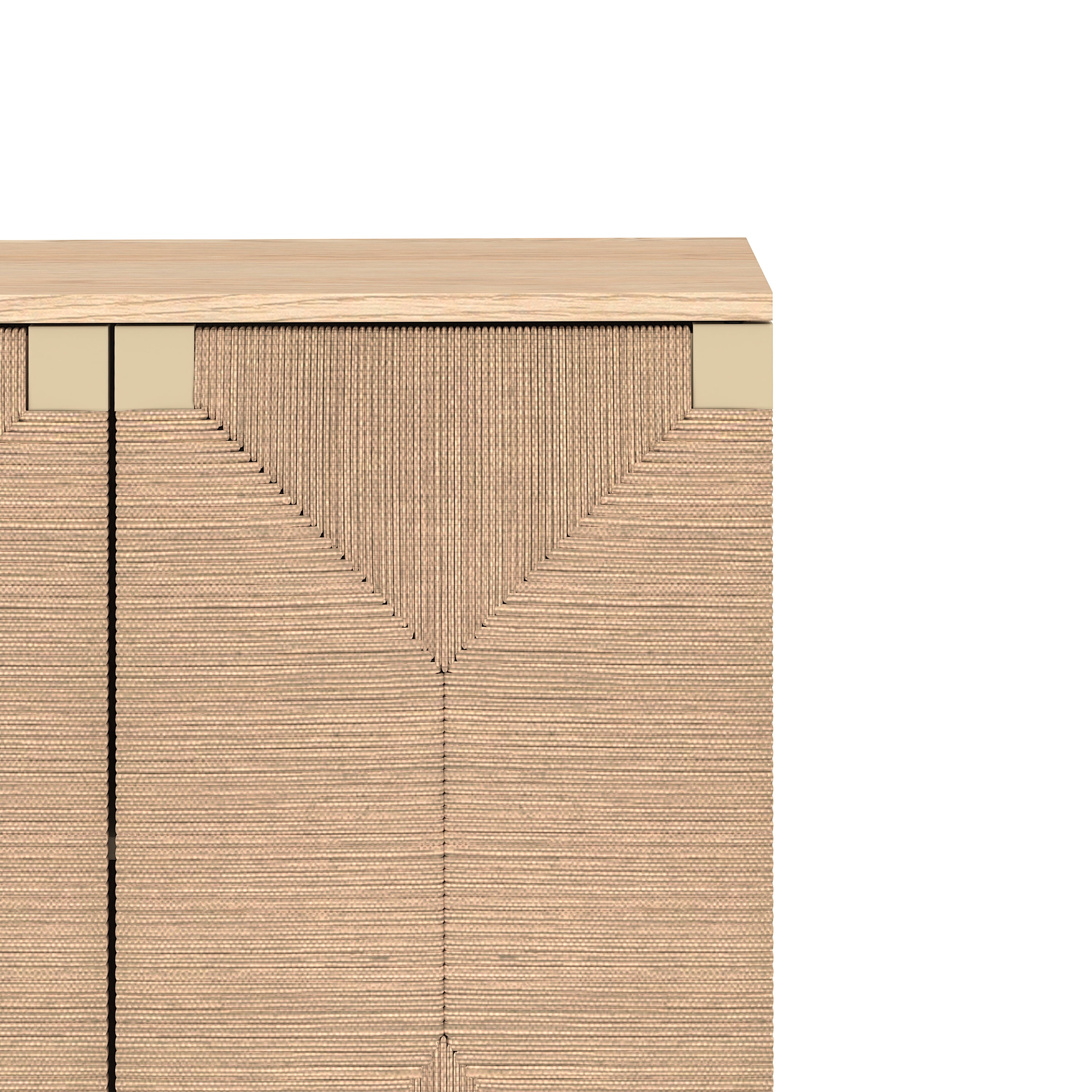 GARITIN Sideboard Buffet Cabinet, Accent Storage Wood TV Stand with Wire-Brushed Seagrass Doors, 4-Compartment Cabinet for Hallway Entryway Dining Room, Natural+Rustic