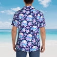 thumbnail image 5 of Cauagu crystal Skull flower leaf Print Hawaiian Shirt for Men,Casual Short Sleeve Button Down Shirts Summer Beach Men's Regular-Fit Short-Sleeve Print Shirt -Medium, 5 of 6