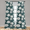 thumbnail image 2 of Chrysanthemum Window Curtains, Delicate Leaves Greenery with Cream Tone Colors Flowers Vintage Pattern, Lightweight Decor 2-Panel Set with Rod Pocket, Pair of - 28"x84", Cadet Blue Ivory, by Ambesonne, 2 of 3