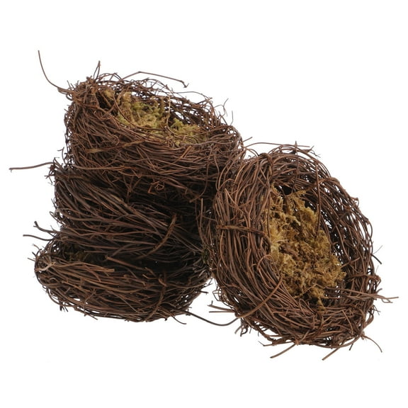 ULTNICE 4pcs Rattan Bird Nests Decorative Brown Nest Decoration for Birds Pet