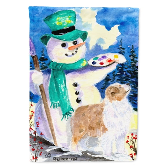 Caroline's Treasures SS8996-FLAG-PARENT Snowman with Australian Shepherd Flag, , multicolor