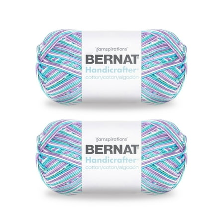 Bernat Handicrafter Cotton Big Ball Beach Ball Blue Yarn - 2 Pack of 340g/12oz - Cotton - 4 Medium (Worsted) - 608 Yards - Knitting/Crochet