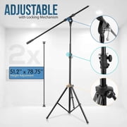 Pyle PMKS56X2 - Pyle PMKS56X2 - 2 Pcs. Heavy-Duty Tripod Boom Microphone Stand - Height Adjustable and Boom Extendable Mic Stand