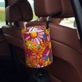 thumbnail image 5 of Round Car Trash Can 7×5.9in Waterproof, Durable, Not Easy To Fade, Easy To Install And Disassemble To Prevent Interior Pollution Colorful Floral Pattern Groovy Flowers (3), 5 of 7