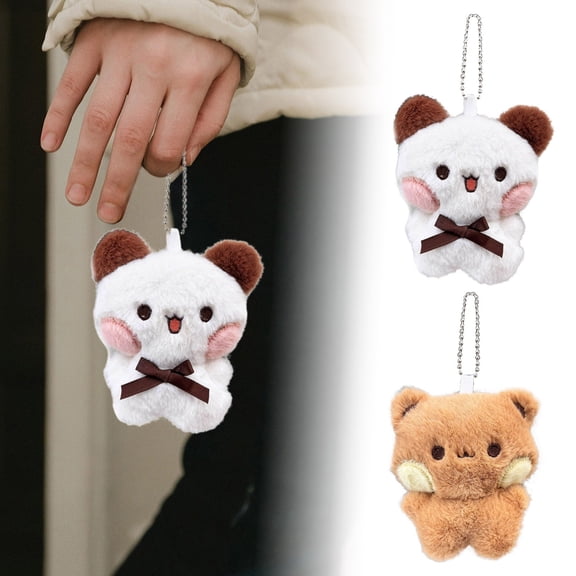 XIAHAO Bubu and Dudu Bears Stuffed Animals with Chains Decorations, Cute Cartoon Figurine Keychain Decor for Backpacks, Desks, Home, Valentine's Day Gifts
