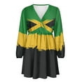 thumbnail image 4 of Yuyamidu Jamaican Flag Fall Dresses Novelty Long Sleeve Dress for Women Trendy Elastic Waist Pleated Swing Dress Size XL Comfy Knee Length A Line Dress, 4 of 7
