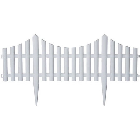 Picket Fence Style Decorative Fencing - White Border Edging - 13"x24" sections - 16' of Garden Edging