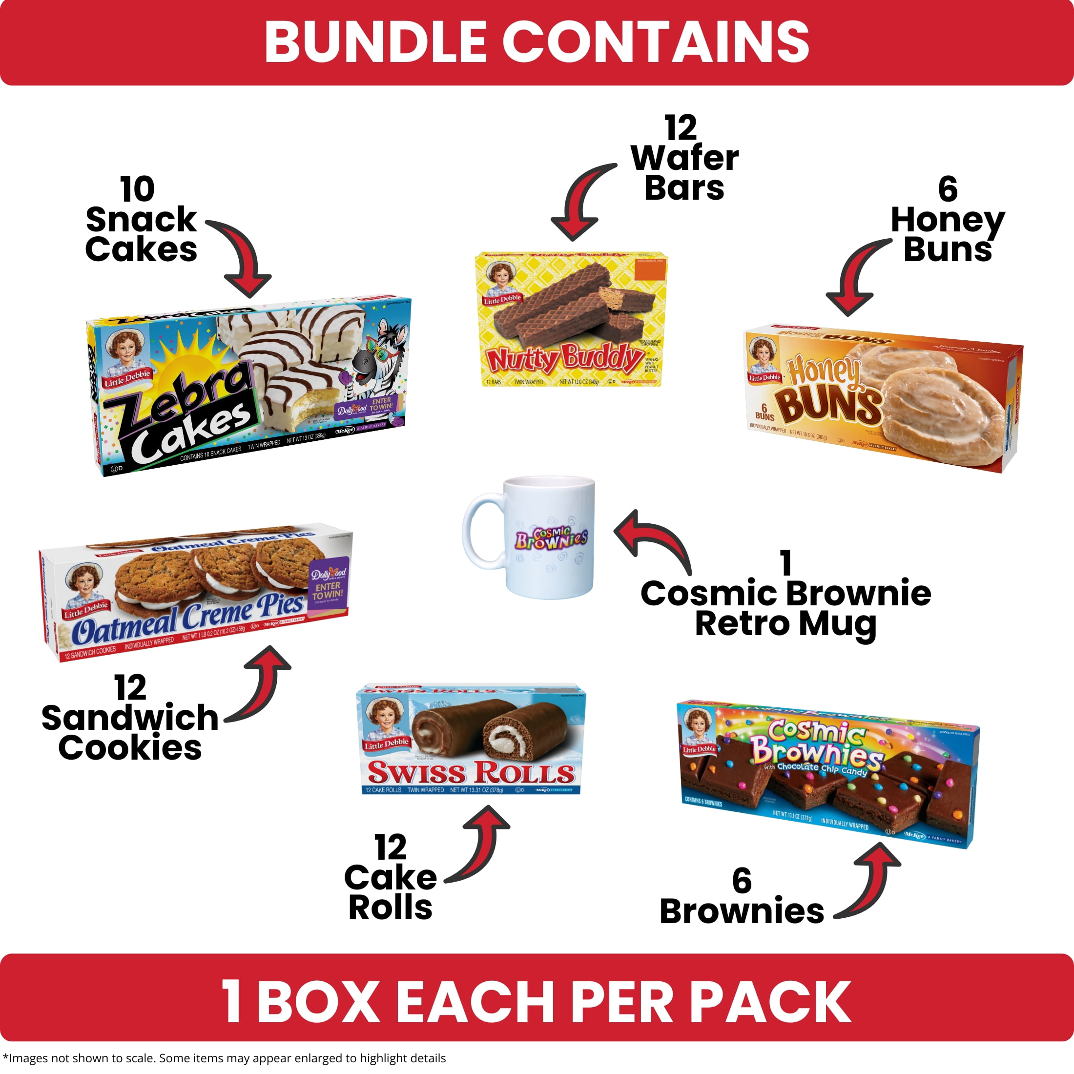 Little Debbie Ultimate Snack Bundle, 6 Box Variety Pack with 1 Retro Cosmic Brownie Ceramic Mug