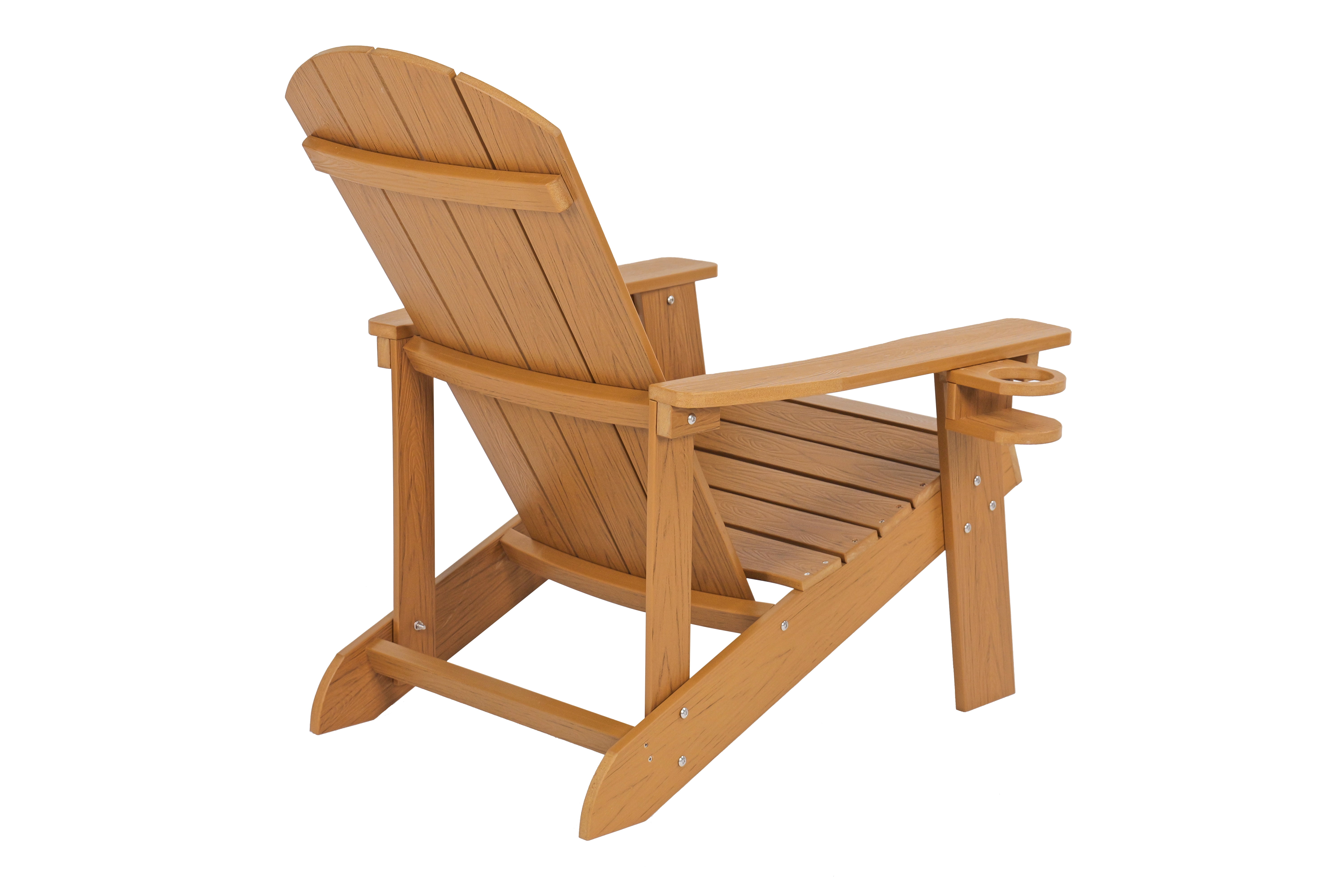 Outdoor Lounge Chair with Cup Holder, Comfort Relax Recliner for Patio Garden Leisure Gathering Backyard Rest Time, Teak
