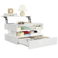 thumbnail image 2 of table Basse avec Verre et Effet LED, avec Tiroir de Rangement, le Plateau Relevable Blanc Brillant, 2 of 17
