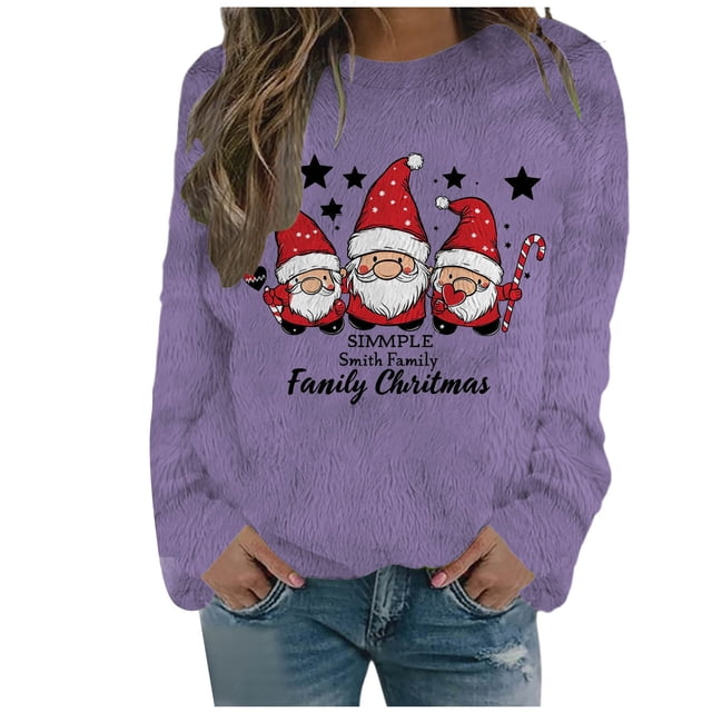 WEAIXIMIUNG Ladies' Winter Floral Print Sweatshirt Long Sleeve Christmas Top