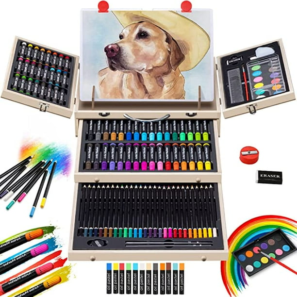 Art Supplies, 127 Piece Deluxe Wooden Art Set with Easel, Painting