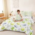thumbnail image 4 of Manfei Cute Tennis Twin Bedding For Boys,Bow Racket Pattern Bedding Comforter Set,Green White,Polkadot Reversible,7pcs, 4 of 8