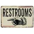thumbnail image 1 of Restrooms Sign Light Putty Restaurant Decor Wall Art Vintage Bathrooms Restroom Decorations Arrow Pointer Signs 8 x 12 Matte Finish Metal 108120061057, 1 of 7