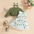 thumbnail image 5 of VNKIDY Toddler Girls Prints Dress Long Sleeve O-Neck Ruffles Coats Tops Headbands Outfits Sets Holiday, 5 of 5