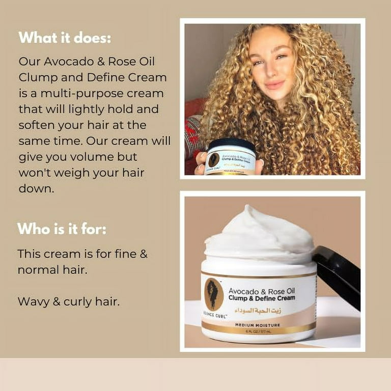 Bounce Curl Avocado and Rose Oil Cream, Clump and Define, for
