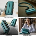 thumbnail image 3 of Crossbody for Samsung Galaxy S25 Edge Case Wallet【RFID Blocking】with 10-Card Holder Zipper Bills Slot, Soft PU Leather Magnetic Shoulder Wrist Strap for Galaxy S25 Edge Wallet Case Women, Green, 3 of 5