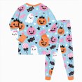 thumbnail image 6 of TOWED22 Toddler Baby Boy Girls Halloween Pajamas Set Kids Pumpkin Ghost Sleepwear 2 Pcs Pjs Cute Cartoon Print Long Sleeve Top and Pants for 1-10 Years(Sky Blue,8-9 Y), 6 of 9