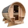 ALEKO SBRCE6SOWE Outdoor Rustic Cedar Barrel Sauna with Panoramic View and Bitumen Shingle Roofing - 6 Person - 6 kW ETL Certified Heater