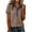 Brown, variant on Women's Waffle Knit V Neck Button Placket Shirt Casual Colorblock Short Sleeve Top