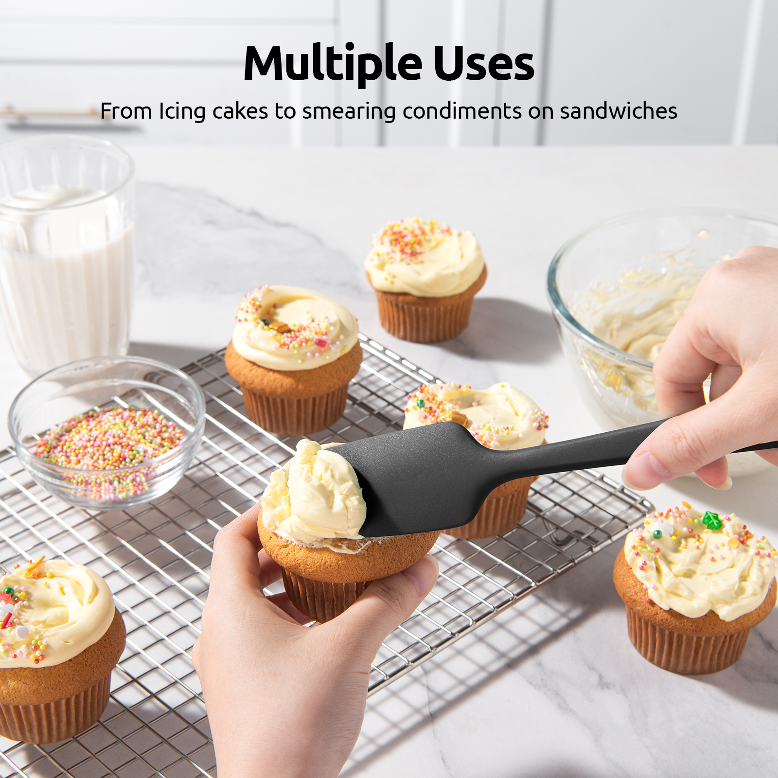 U-Taste Silicone Spatula Set of 3, 600°F Heat Resistant photo 2