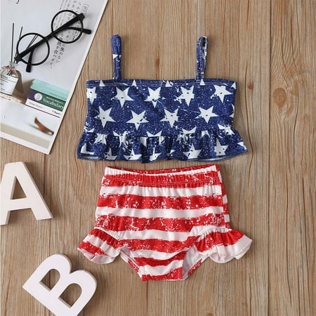 

CHGBMOK Clearance Toddler Baby Independence Day Fashion Beach Seaside Swimming Split Swimsuit