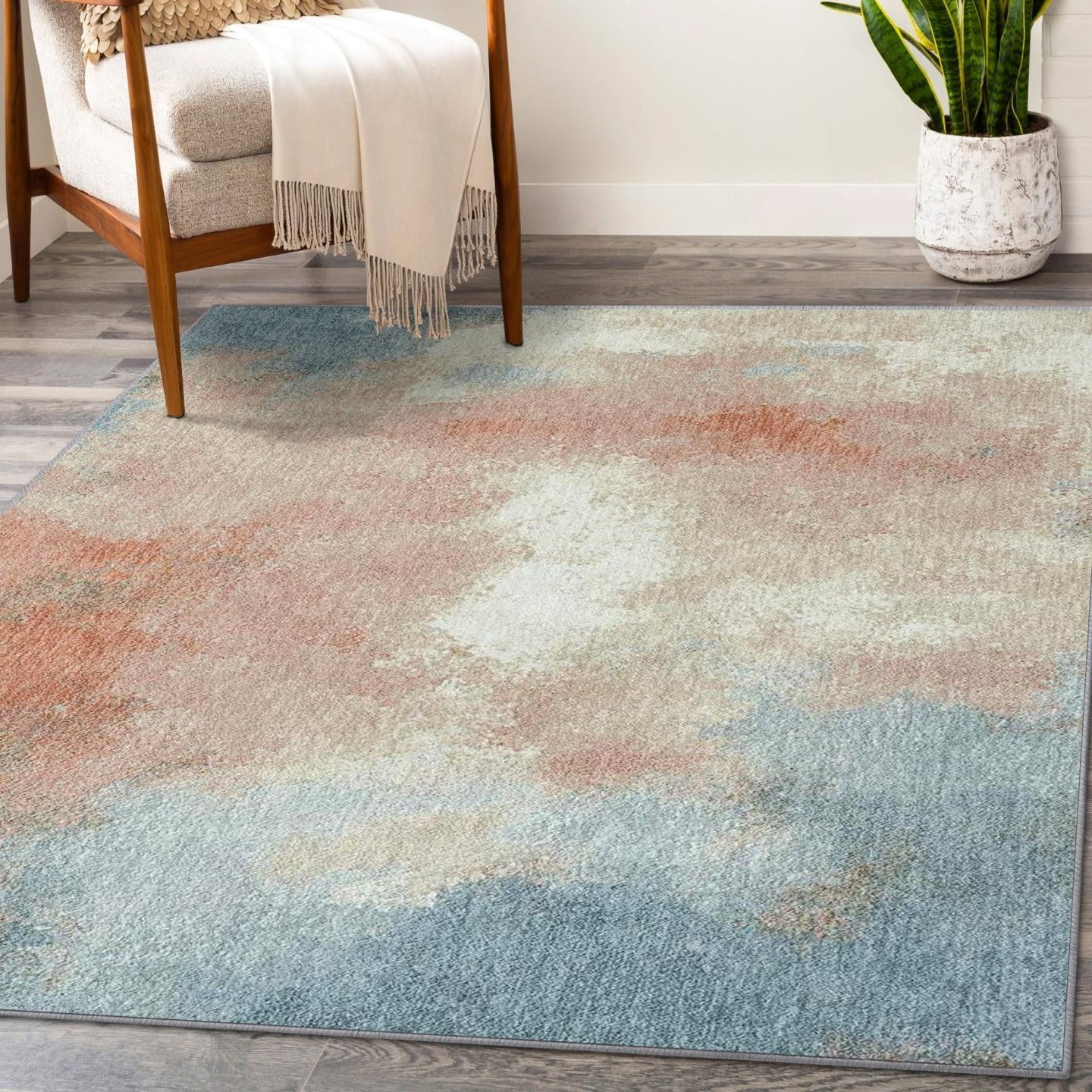 Luxe Weavers Pastel Coastal Abstract Multi 8x10 Area Rug for Living ...